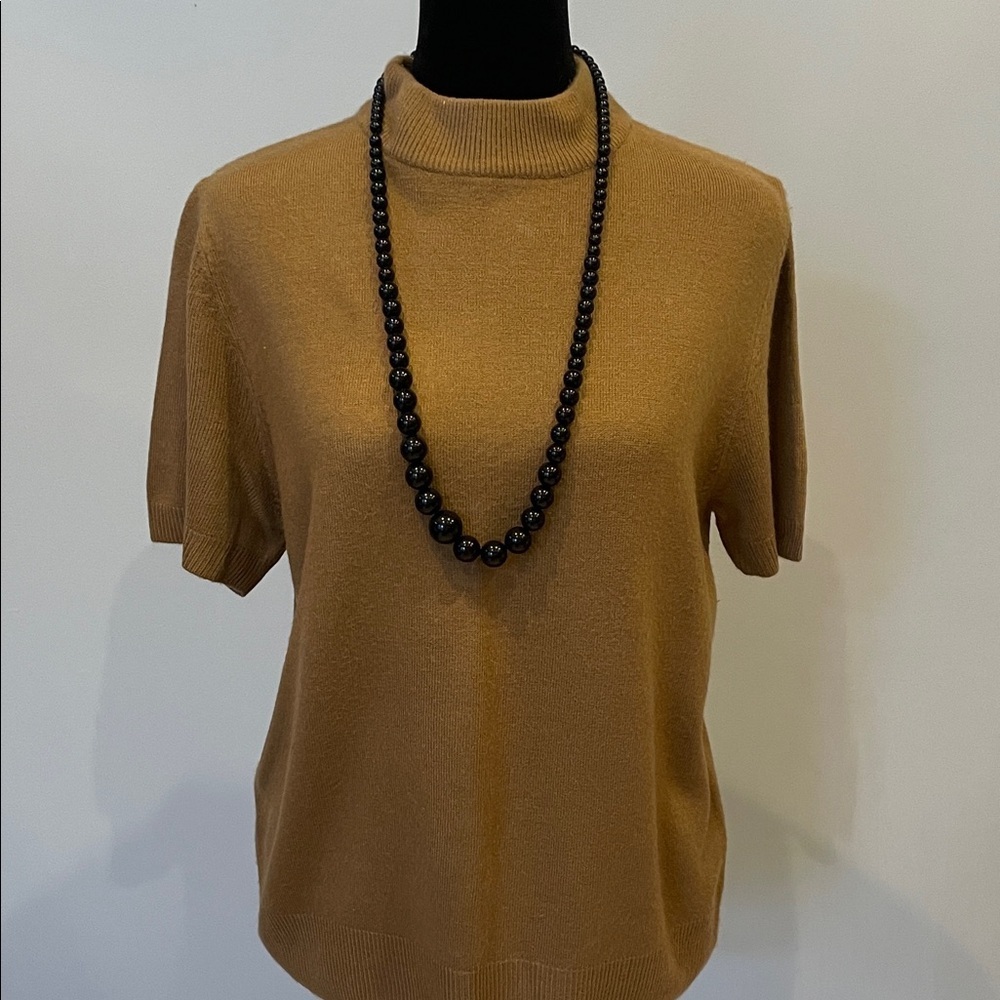 Women's Tan Short Sleeve sweater sag harbor medium